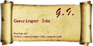 Genzinger Ida névjegykártya